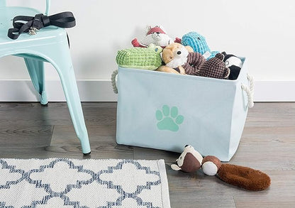 Bone Dry Pet Storage Collection Collapsible Bin, Medium Rectangle, Aqua