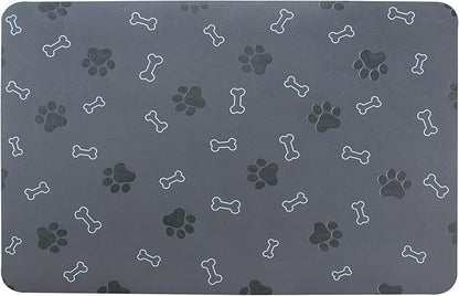 Pet Cat Dog Food Mat Non Slip Mat for Dog Water Bowl Mat Quick Dry Absorbent Cat Feeding Mat, 24 * 16.9 in, Dark Grey