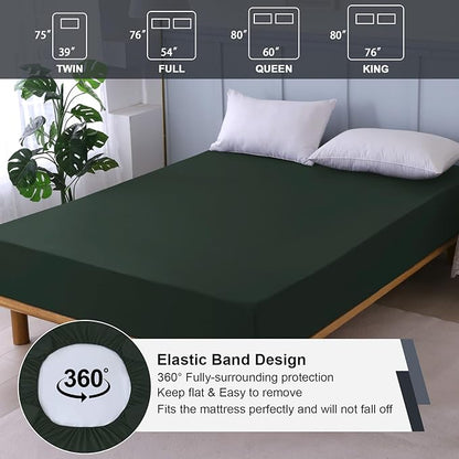 Waterproof Mattress Protector Twin, Fitted Sheet Style Breathable Mattress Cover with Deep Pocket Fits Up to 18'', Noiseless Bed Cover for Kids Adults, Machine Washable (Green, 39'' X 75'')