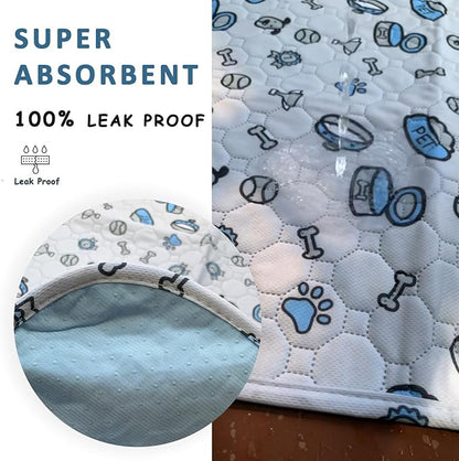 Washable Pee Pads for Dogs, 2 Pack Reusable Puppy Pads, Absorbent Whelping Pads with Bone Print, Non-Slip Waterproof Pet Training Pads for Couch, Crate, Potty Training - 34x36in