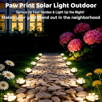 3pcs-Solar Paw Print Lights, Wireless of Cat Dog Animal Solar Lights Outdoor Garden Decor, IP55 Waterproof LED Yard Path Light, New Home Birthday Easter Gift for Pet Lovers (Warm Light)