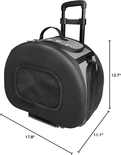 Pet Life ® 'Final Destination' Military-Grade Hardshell and Light 2-in-1 Wheeled or Carrying Travel Airline Cat and Dog Carrier Crate or Portable Pet Kennel