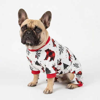 Fitwarm Reindeer Dog Christmas Pajamas, Winter Doggy Clothes for Small Dogs Boy Girl, Fleece Dog Onesie with Feet, Holiday Pet Outfit, Black, White, Red, Small