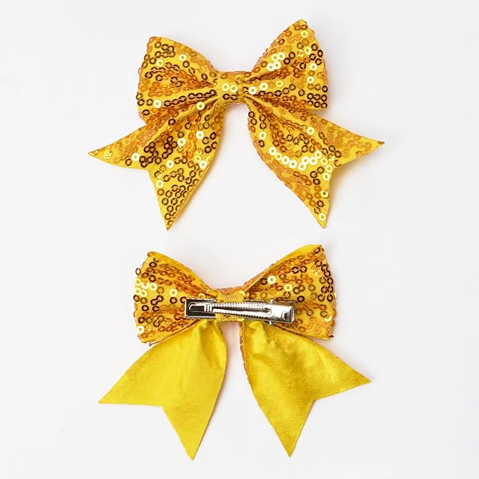 3-inch Sequined Bow Hair Clips For Baby Girls, Toddler, Kids and Young Women Birthday Party Wedding Christmas Occasions Pet Accessories Set of 2 (Burgundy)