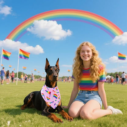30 Pack Rainbow Dog Bandanas Bulk for Large Dogs Breed 33 Inch LGBT Extra Large Dog Bandanas XL Pride Month Dogs Bandana Grooming L