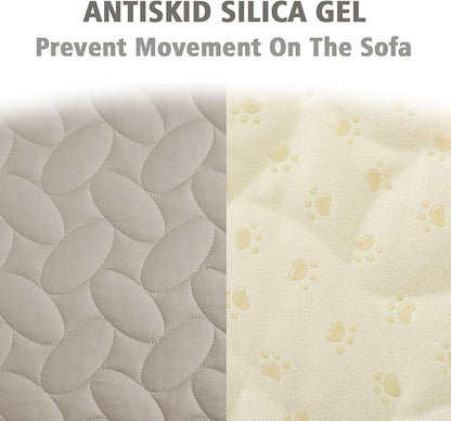 Ameritex Waterproof Pet Bed Cover Anti-Slip Dog Bed Blanket for Sofa and Furniture Waterproof New Pattern Design (Khaki, 52x82 Inch (Pack of 1))