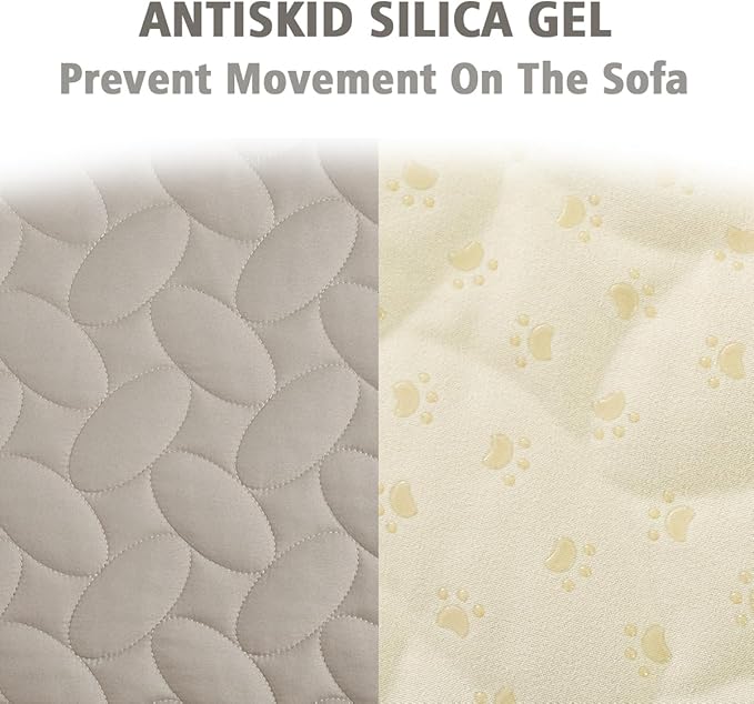 Ameritex Waterproof Pet Bed Cover Anti-Slip Dog Bed Blanket for Sofa and Furniture Waterproof New Pattern Design (Khaki, 82x102 Inch (Pack of 1))