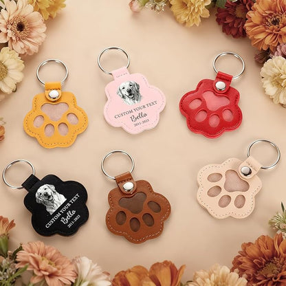 Eunigem Personalized Pet Hair Keychain for Dogs Cats-Custom Paw Keychains for Dog Hair-Shaped Leather Keychain,Pet Memorial Gifts Remembrance Accessory Refillable Keepsake for Bag or Key (Color-6)
