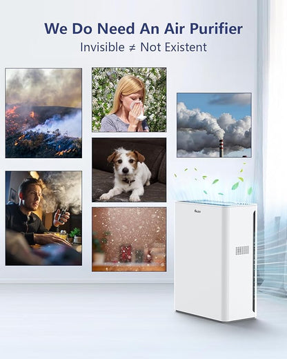 VEWIOR Air Purifiers For Home Large Room Up To 2200 sqft H13 HEPA Air Purifiers Filter With Fragrance Sponge Timer Washable Filter Cover,15 DB Quiet Air Cleaner For Pets Dander Smell Smoke Pollen