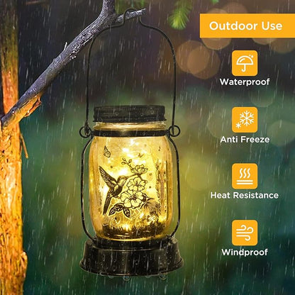 Solar Lanterns Outdoor Garden Decor Valentine's Day Gifts for Women Hummingbird Gift for Women Mom Grandma Sister Birthday, Hanging Solar Light Home Decor for Yard, Patio,Backyard,Porch,Torch