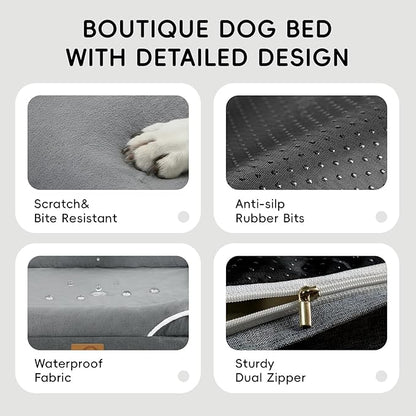 HOMEMATE Dog Bed for Extra Large Dog: 48x35 inch Orthopedic Large Dogs Bed XXL Outdoor Pet Cat Bed Sofa Supplies with Toy Dogs Crate Pad Couch with Removable Washable Cover & Non-Slip Botton Dark Grey