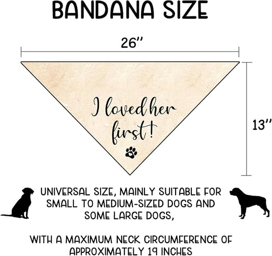 Engagement Gifts I Loved her First! Dog Bandana Pet Scarf Wedding Photo Prop Pet Accessories for Dog Lovers Owner Gift Engagement Party Bridal Shower Decorations
