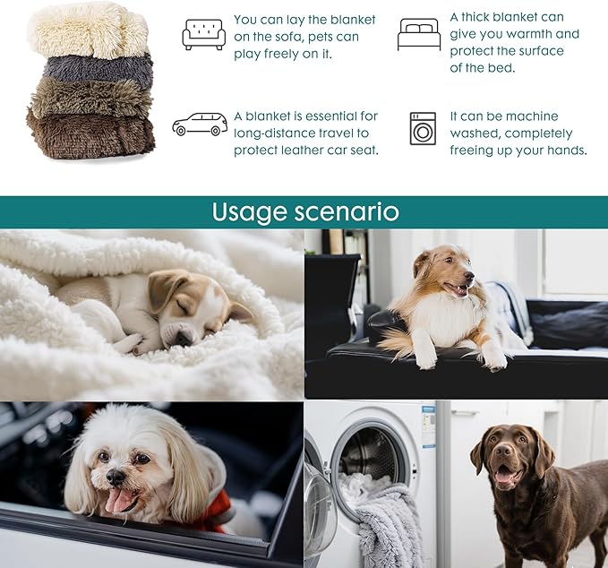 gogobunny Waterproof Dog Blanket for Couch & Furniture Protection - Super Soft Reversible Throw for Large Dogs & Cats, Calming Washable Fur & Sherpa Pet Blanket (60x80 Inch, Light Grey)