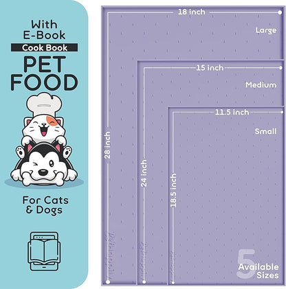 Dog Food Mat - Raised Edges Dogs Mat for Food and Water Prevent Spill, Waterproof Cat Food Mats Protect Floors, Easy Clean Dog Bowl Mats for Food and Water, Silicone Pet Food Tray