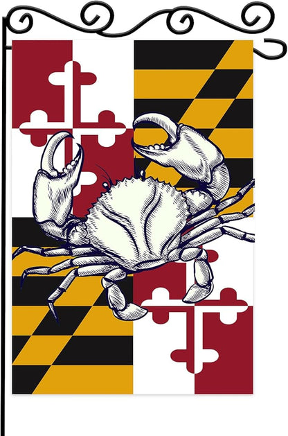 Maryland Summer Garden Flag,Maryland State Crab Flag, Crabs Nautical Garden Flags For Outside Outdoor Holiday Yard Flag Lawn Banner.12x18 Inch
