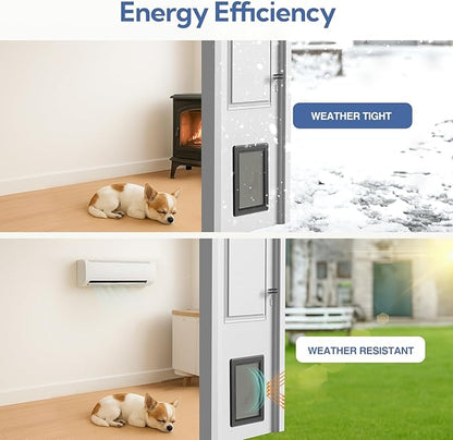 Dog Door for Exterior Door,Antirust & Heavy Duty Doggie Door,Aluminum Doggy Door with Two Flaps with Six Magnetic Strips, Pet Door (Black, Large)