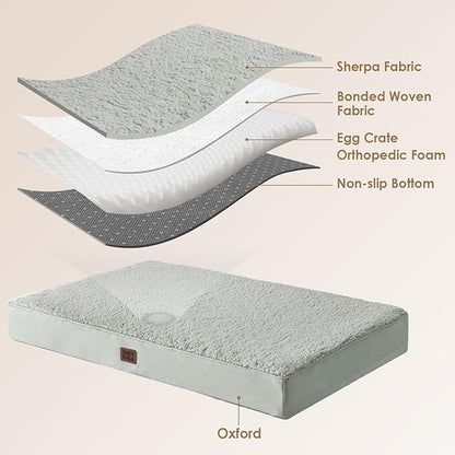 EHEYCIGA Orthopedic Dog Beds for Large Dogs with Removable Washable Cover, Greyish Green, 36x27