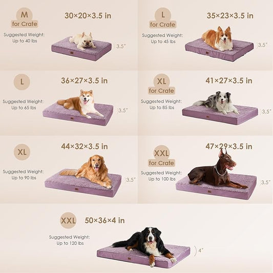 EHEYCIGA Orthopedic XL Dog Beds for Extra Large Dogs with Removable Washable Cover for Crate, Fog Purple, 41x27