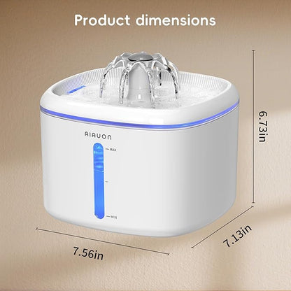 Cat Water Fountain,84oz/2.5L Pet Cat Fountain – Ultra Quiet Upgraded Automatic Pet Water Dispenser with 3 Replaceable Filters, Indoor Cat & Dog Drinking Bowl (with mat)