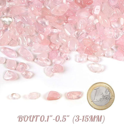 JOHOUSE Rose Quartz Crystals, 1lb Pink Crushed Rose Quartz Chips Bulk Tumbled Stones Irregular Shaped Succulent Pebbles Decorative Rocks for Aquarium Fish Tank Vase Filler DIY Crafts Indoor Plants