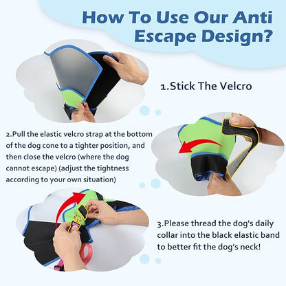 Hard & Heavy Plastic Dog Cone Collar Alternative for Extra Large Dogs(Adult Lab Golden GSD), Pet Neck Head Protective Cone Anti-Lick, Adjustable Elizabethan Recovery Collar Cone of Shame for Healing
