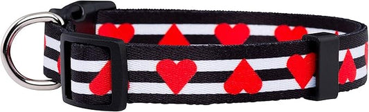 Native Pup Valentine’s Dog Collar- Valentines Day Pet Collars- Valentine Girly Hearts- Pink Red Heart- Cute Boy Girl Puppy Gift- Adjustable for Small, Medium, Large Breeds (Striped Hearts, Large)