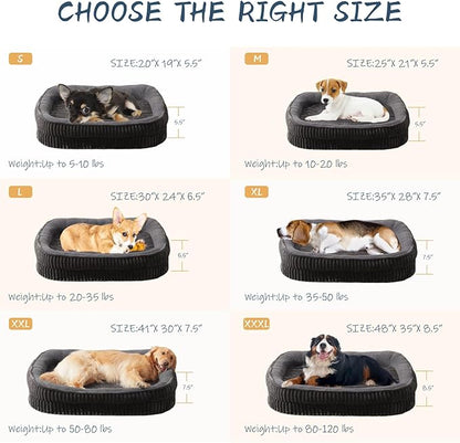 Orthopedic Dog Bed for Large Dogs Breeds, High Density Egg Crate Foam Dog Sofa Beds,Oval Kennel Bed, Pet Couch Bed with Four Sided Bolster, Removable Washable Cover& Non-Slip Bottom