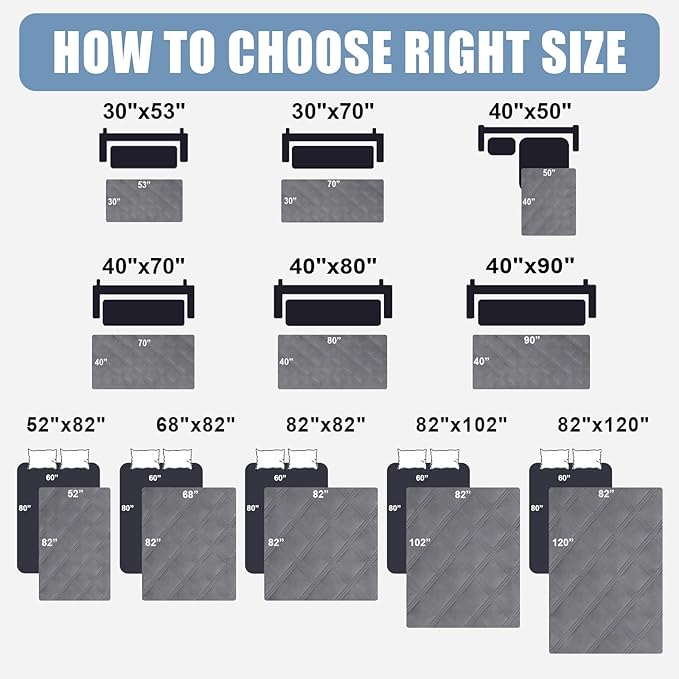Smiry Waterproof Dog Bed Cover Blanket 30x53, Soft Reversible Pet Blanket, Washable Leakproof Cats Dogs Couch Cover for Sofa, Couch, Furniture, Grey/Grey