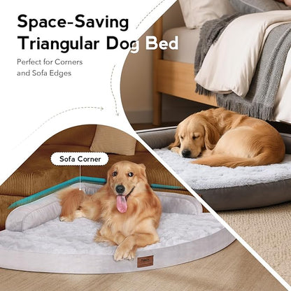 Orthopedic Dog Bed for Extra Large Dogs - XXL Egg-Crate Memory Foam Dog Beds with Removable Washable Cover, Waterproof Pet Beds with Non-Slip Bottom, Grey