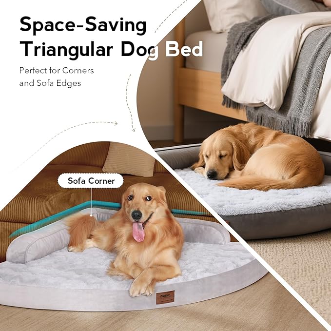 Large Orthopedic Dog Bed with Sides XXXL Dog Beds with Removable Washable Cover Non-Slip Waterproof Pet Bed for Extra Large Dogs - Grey XXXL