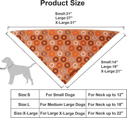 ADOGGYGO Dog Bandanas Boy Girl, Reversible Football Donuts Pet Scarf, Premium Fabric, Adjustable Fit Brown Football Bandanas for Medium Large Dogs (Large)