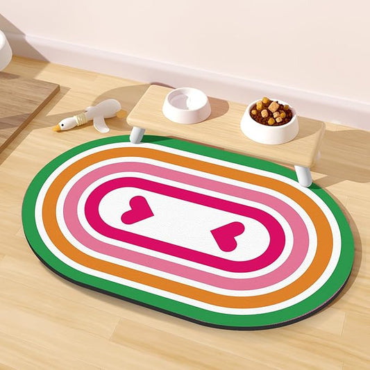 Dog Feeding Mat 24''x16'', Absorbent Pet Food Mat, No Stains Quick Dry Pet Water Mat Protect Floor, Cat Dog Water Bowl Mat for Messy Drinkers, Non-Slip Rubber Base Pet Placemats for Food and Water