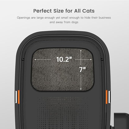 Enclosed Stainless Steel Cat Litter Box with Lid, XL Extra Large Litter Box for Big Cats, Metal Litter Pan High Sided, Never Absorbs Odors, Anti-Urine Leakage, Include Scoop (V-Black)