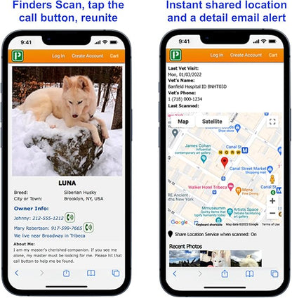Pet Dwelling QR Pet Tag – Easy Scan Instant Location Alerts, Online Pet Profile with AI Feature for Dogs & Cats (Lux Gold White Paw)
