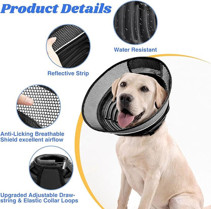 Inflatable Dog Cone for Dogs After Surgery,Soft Adjustable Elizabethan Collar for Large Dogs,2-in-1 Dog Cone with Detachable Shield,Anti-Anxiety Comfortable Pet E-Collar Prevents Licking Wounds(XXL)