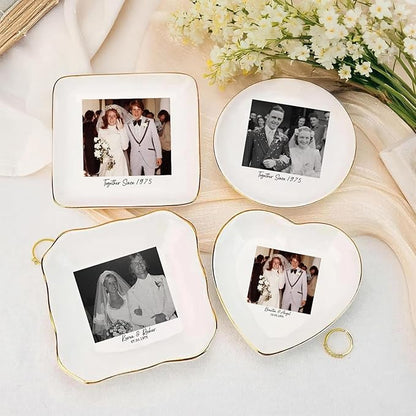 Custom Photo Ring Dish, Personalized Polaroid Picture Trinket Tray, Wedding Anniversary Keepsake Jewelry Dish, Valentines Gift for Her Him Wife Husband Parents Grandparents