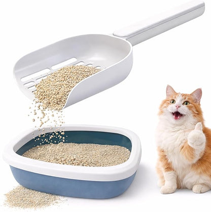 Cat Poop Scooper Cleaning Shovel, Plastic Candy Color Shovel, Ergonomic Pet Cleaning Tool, Litter Box Scooper, Large Cat Litter Scoop. (White)