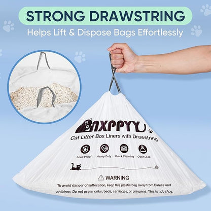 160 Count Cat Litter Box Liners for Litter Box Robot 4/5, Cat Litter Bags for Automatic Litter Box, 10-12 Gallon Heavy Duty Waste Bags with Drawstrings, 25.19" x 15.7" (Black)