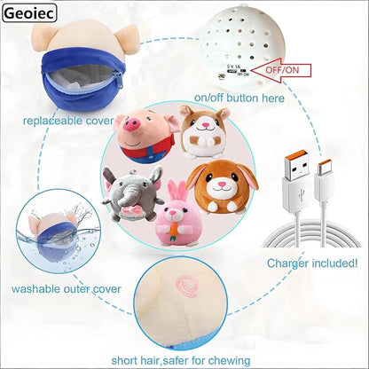 Interactive Dog Toys,Active Moving Pet Plush Toy with Recording and Music Modes, Jumping Squeaky Song shaking Interactive Dog Ball,Rechargeable Dog Toys to Keep Them Busy,Plush Pet Toy(Smile Blue Pig)