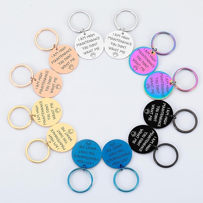 Funny Personalized Dog Tag, Customized Dog Collar with Name Tags Plate, I am High Maintenance You Don't Want Me,Cute Pet Tag Keychain for Dogs Cats Owner, Pet Name Tag Double Sided Engraved