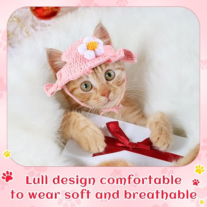 Weewooday 5 Pieces Cat Costume Bunny Hat Outfit with Ears Funny Cat Hat and Small Dogs Kitten Puppy Party Easter Costume Accessory Headwear(Chic Style)