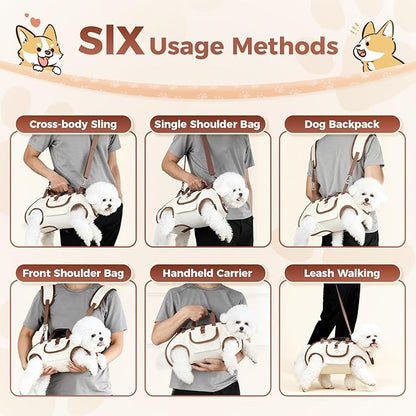 Hands Free Dog Backpack Carrier for Small Dogs, Yorkie Shoulder Carrier Sling Backpack Carriers Dog Lift Harness Portable Breathable Pet Carrier Backpack for Small Puppies (M, 8.8-14.3lbs)
