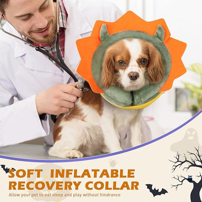 IEUUMLER Inflatable Recovery Dog Collar, Protective Donut Cone, Adjustable Soft Collar for Dog and Cat After Surgery Prevent from Biting & Scratching EU002 - Green Demon M+