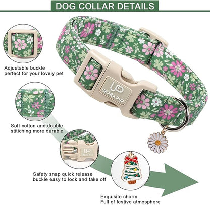 St. Patrick's Day Dog Collar, UP URARA PUP Shamrock Adjustable Pet Collar with Quick Release, St. Patrick's Day Dog Accessories for Small Medium Large Dogs