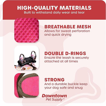 Downtown Pet Supply Step-in Dog Harness – No Pull, Adjustable Padded Mesh with Reflective Trim, Secure Buckle Strap – Comfortable & Breathable Small Dog Harness, Smal, Donut