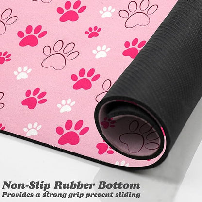 Dog Food Mat, Absorbent Water Bowl Mats Cat Pet Feeding Placemats Pink 12 * 20 inch