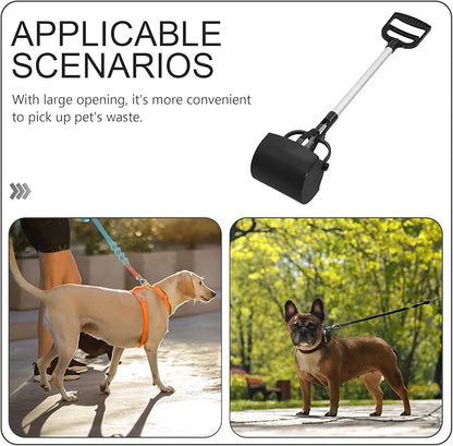 NUOBESTY Long Handle Pet Poop Scoop and Dog Litter Picker, Black Plastic Outdoor Pet Waste Cleaning Tool for Dogs and Cats, Lightweight Pooper Scooper for Yard and Travel Use Random Color
