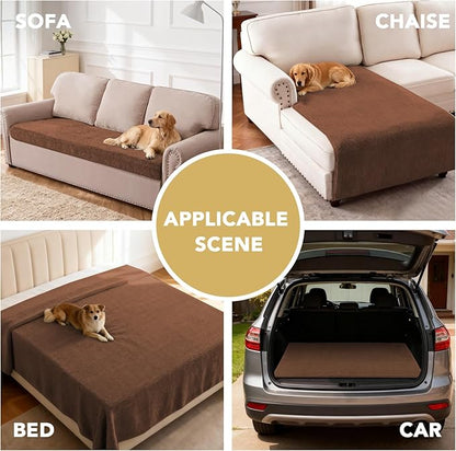 H.VERSAILTEX Non Slip Pet Couch Cover Chenille Dog Bed Protector Thick Soft Sofa Slipcover Pet Friendly Washable Couch Cushion Covers for Pets (52" x 82", Caramel)