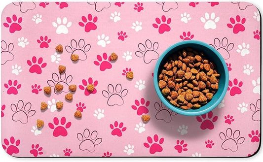 Dog Food Mat, Absorbent Water Bowl Mats Cat Pet Feeding Placemats Pink 17 * 30 inch