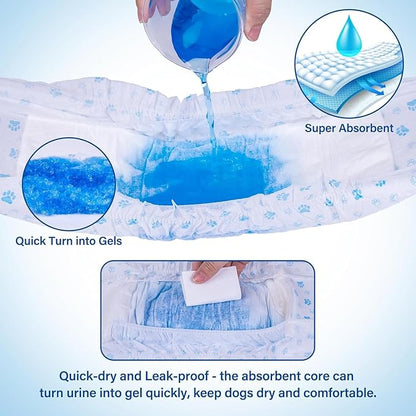 Pet Soft Disposable Male Dog Wraps - Dog Diapers for Male Dogs, Puppy Diapers 48pcs XSmall